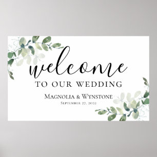 Poster Casamento Eucalyptus Greenery Boas-vindas