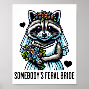 Poster Casamento Feral da Noiva Cute Raccoon Engraçado