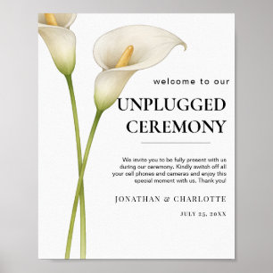 Poster Casamento Flor de Lírio Calla Branco Moderno