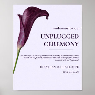 Poster Casamento Flor de Lírio Calla Roxa Elegante