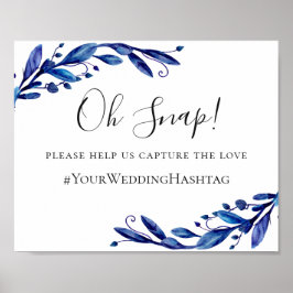 Poster Casamento floral azul naval aquarela instagram