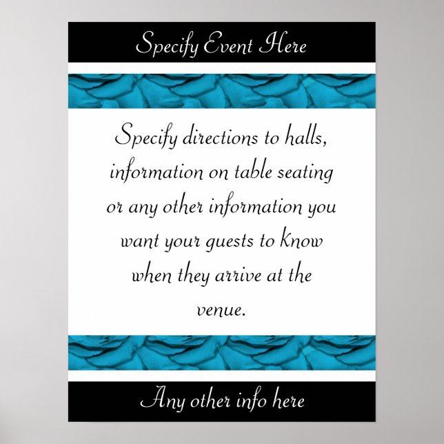 Pôster Casamento floral branco-azul (Frente)