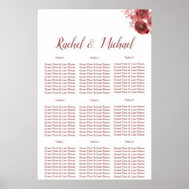 Poster Casamento floral branco e burgundy encantador
