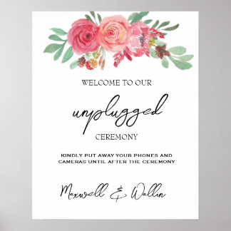 Poster Casamento Floral de Aquarela de Jardim de Verão