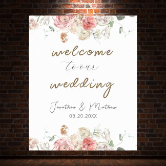 Poster Casamento Floral de Aquarela de Jardim de Verão