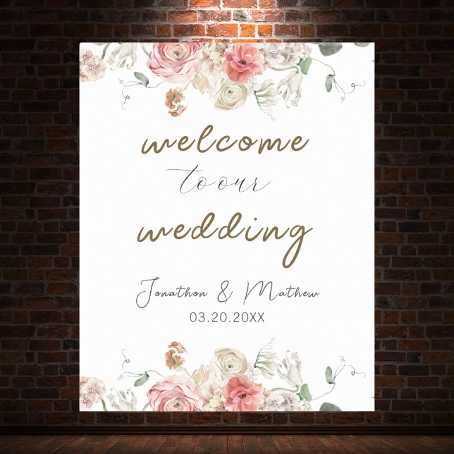 Poster Casamento Floral de Aquarela de Jardim de Verão (Summer Garden Watercolour Floral Wedding Poster
)