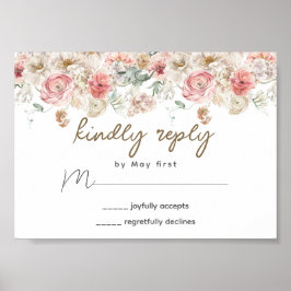 Poster Casamento Floral de Aquarela de Jardim de Verão