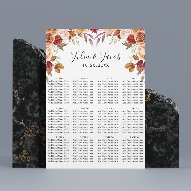 Poster Casamento Floral de Aquarela de outono Elegante (Elegant Autumn Watercolor Floral Wedding Party Supplies)