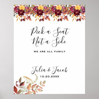 Poster Casamento Floral de Aquarela de outono Elegante