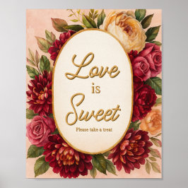 Poster Casamento Floral de Aquarelas Blush Burgundy