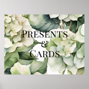 Poster Casamento floral de cor branca esverdeada Elegante