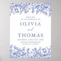 Casamento Floral de Flor Selvagem Azul Elegante