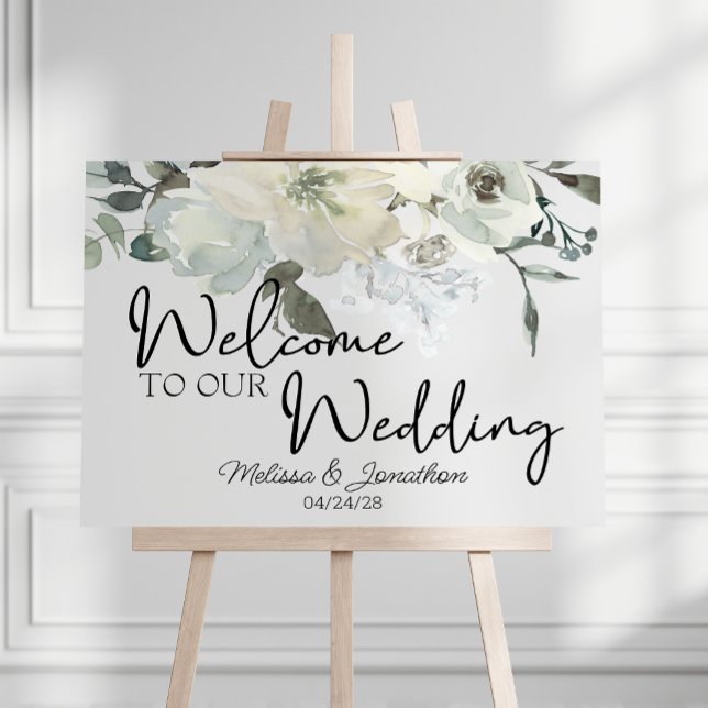 Poster Casamento Floral de Ivory White Roses (Criador carregado)