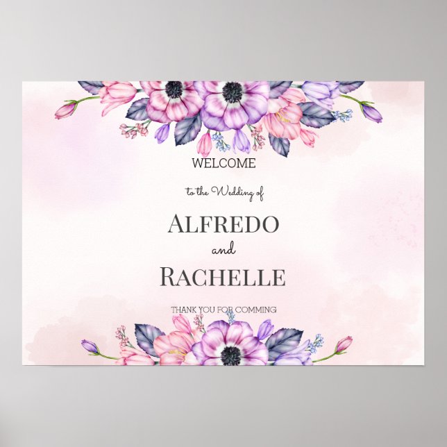 Poster Casamento Floral de Jardim de Verão (Frente)