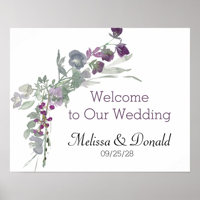 Poster Casamento Floral de Lavandas de Flores Selvagens (Frente)