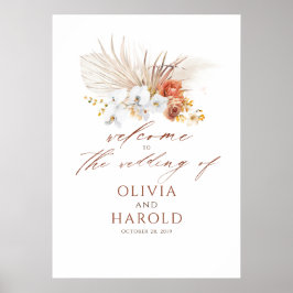 Poster Casamento Floral de Pampas Grass Terracotta