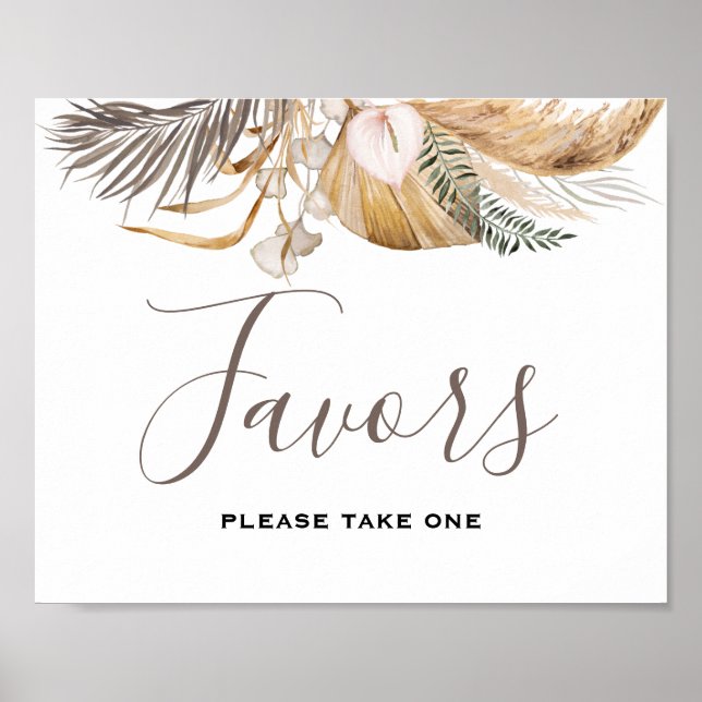 Poster Casamento Floral Mínimo Leaf Boho (Frente)