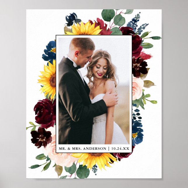 Poster Casamento Floral Misto de Aquarela Elegante (Frente)