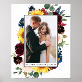 Poster Casamento Floral Misturado Elegante