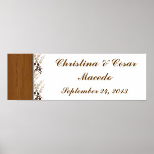 Pôster Casamento Floral Personalizado de Wooden Plank Flo