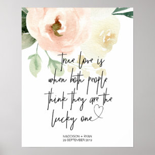 Poster Casamento Floral Rosa De Jardim Verdadeiro Amor