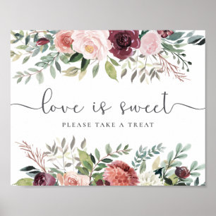 Poster Casamento Floral Rosa-Rosa-Rosa-Blush-Charm-Burgun