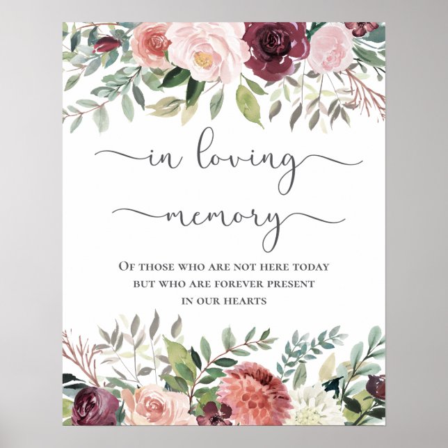 Poster Casamento Floral Rosa-Rosa-Rosa-Blush-Charm-Burgun (Frente)