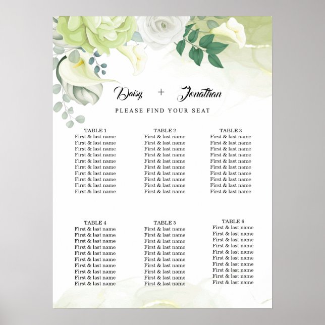 Poster Casamento Floral White Rose Green e White (Frente)
