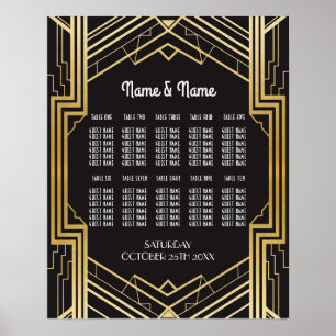 Poster Casamento Gatsby Art Deco 10 Mesa 1920 Plano de As