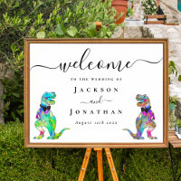 Casamento Gay Temático de Dinossauros Bem-Vindo