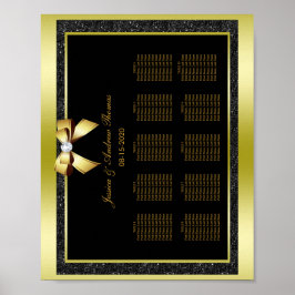 Poster Casamento Glamouroso Arco de Ouro & Brilho Preto
