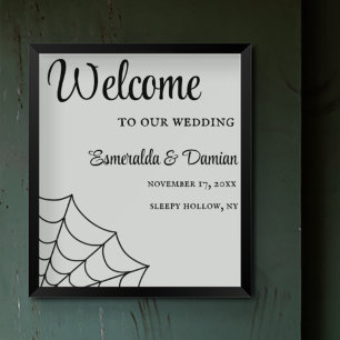 Poster Casamento Gótico Branco e Negro