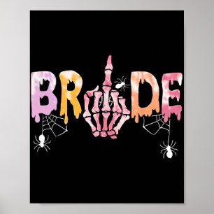 Poster Casamento Gótico Noiva Esqueleto de Halloween Assu