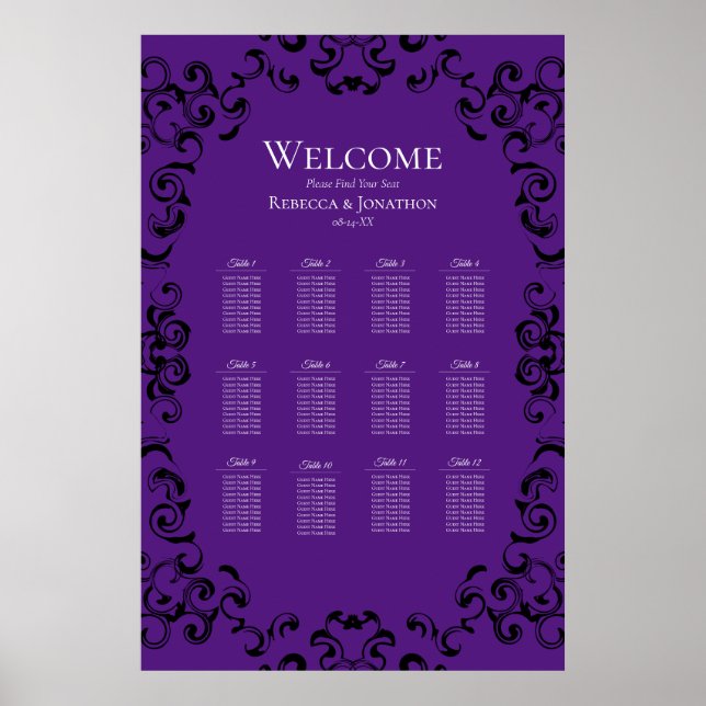 Poster Casamento Gótico Púrpura e Negra (Frente)