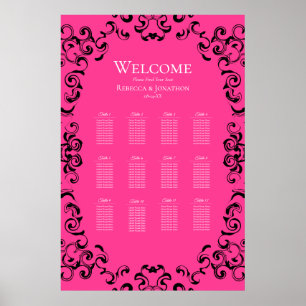 Poster Casamento Gótico Quente-Rosa e Negro