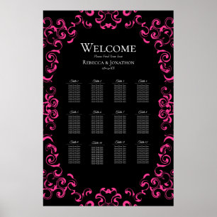 Poster Casamento Gótico Quente-Rosa e Negro