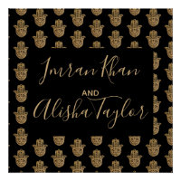 Casamento Indiano Salve a data Dourada hamsa Henna