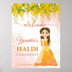 Poster Casamento índio Flores amarelas Haldi