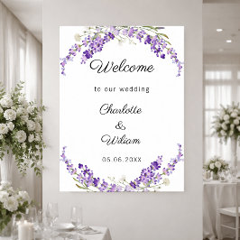 Poster Casamento lavanda aguarela bem-vinda