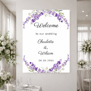 Poster Casamento lavanda aguarela bem-vinda
