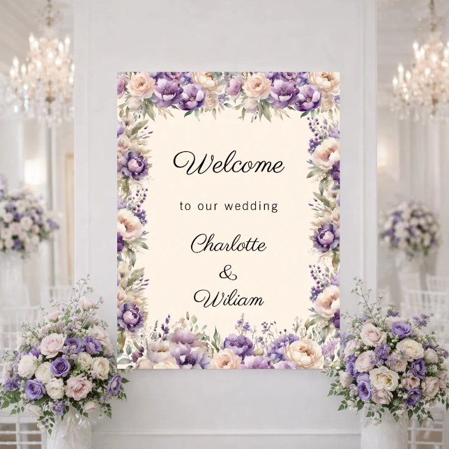 Poster Casamento lavanda champanhe creme bem-vindo (Criador carregado)