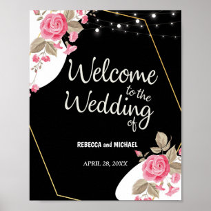 Poster Casamento leve de corda plana rosa moderna Eleganc