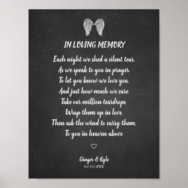 Poster Casamento Memorial Chalk Blackboard Efeito Caros (Frente)