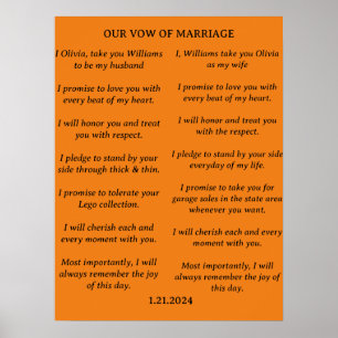 POSTER CASAMENTO MINIMALISTA MODERNO VOWS BRIDE & GROOM