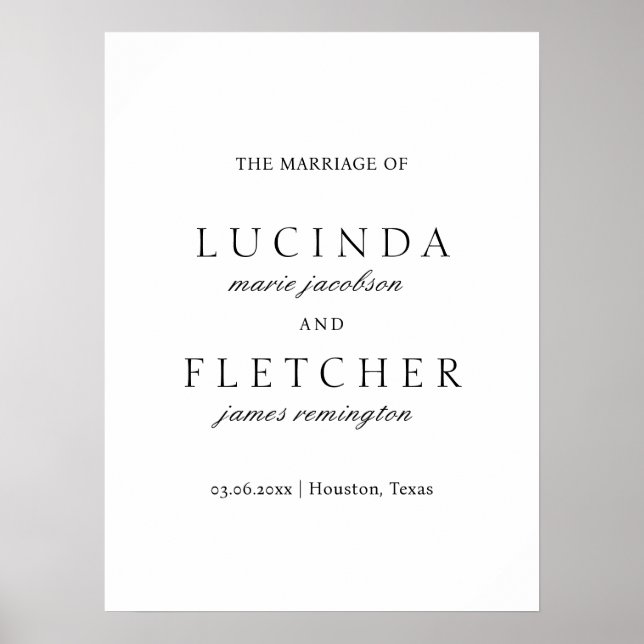 Poster Casamento mínimo clássico elegante (Frente)