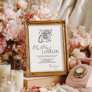 Poster Casamento mínimo de livros de convidados de áudio