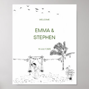 Poster Casamento Mínimo de Sandy Beach Sandy do Amor Cost