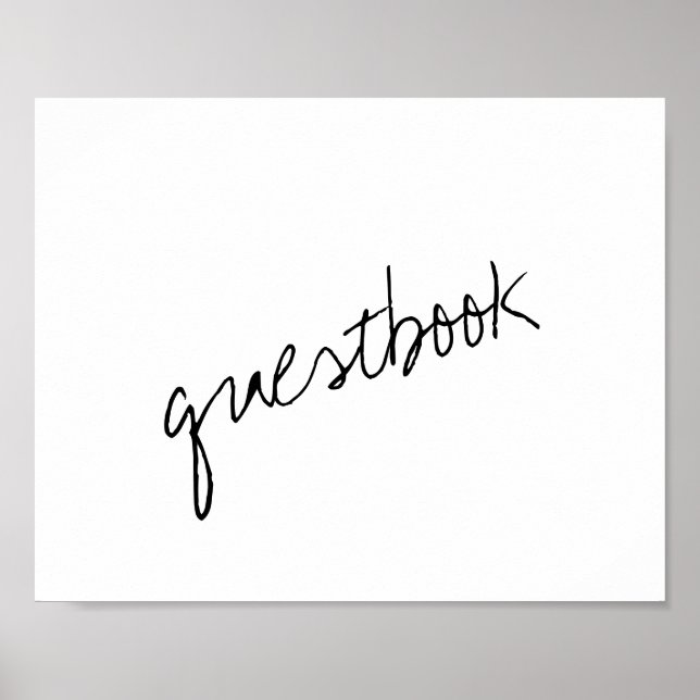 Poster Casamento Mínimo de Script Preto e Branco Moderno (Frente)