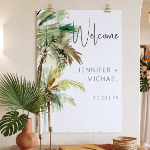 Poster Casamento Moderno com Palmeiras Tropicais
