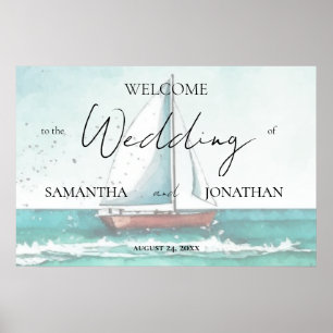 Poster Casamento moderno de cruzeiro de Watercolor